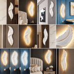 Aplică LED Pană Albă 25W, 63 cm, 3 Tipuri de Lumină, Alb-Auriu - imagine 11