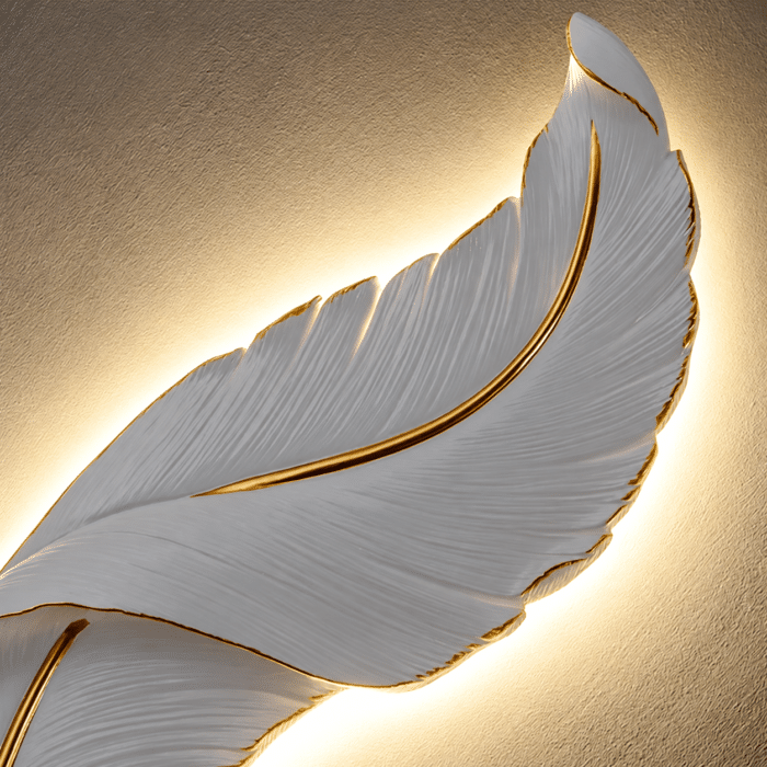 Aplică LED Pană Albă 25W, 63 cm, 3 Tipuri de Lumină, Alb-Auriu - imagine 2