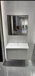 Set Mobilier Baie LED 80 cm cu Lavoar Ceramic și Dulap cu Oglindă LED, Alb - imagine 12