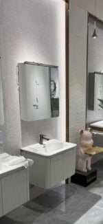 Set Mobilier Baie LED 80 cm cu Lavoar Ceramic și Dulap cu Oglindă LED, Alb - imagine 11