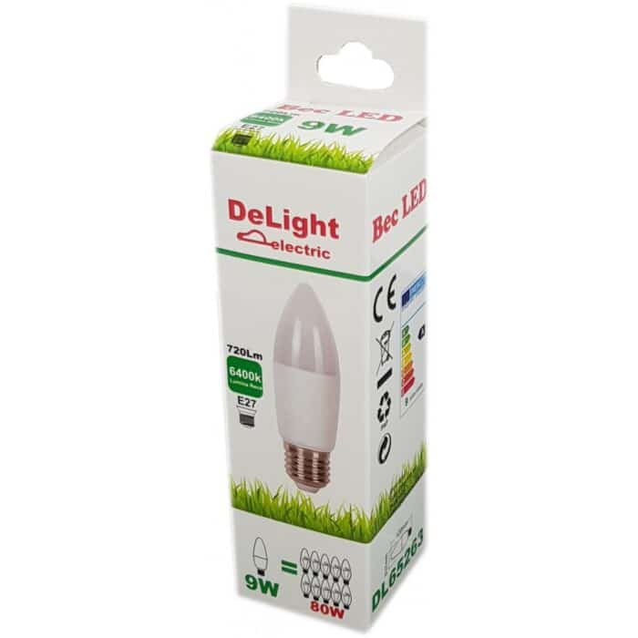 Bec Led Lumanare E27 dl C37, 9W=80W, 4100K, lumina neutra - imagine 2