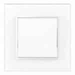 Întrerupător Cap Cruce Alb cu Ramă din Sticlă, 86×86 mm, 250V/10A, IP20 - imagine 3