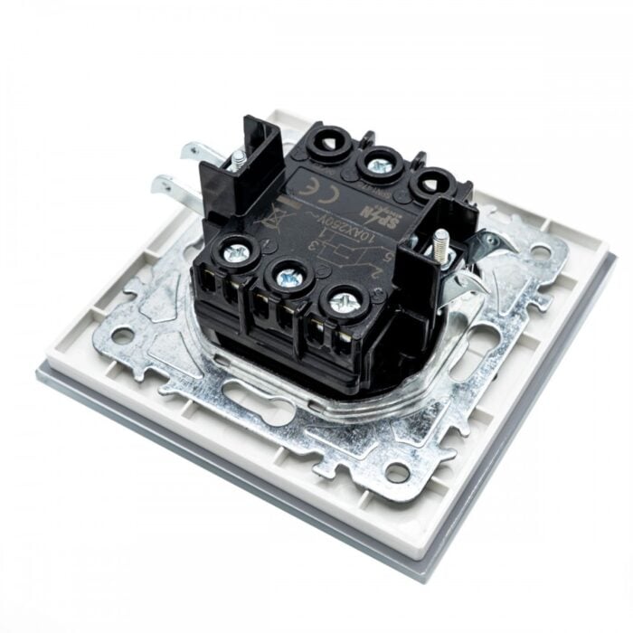Întrerupător Cap Cruce Alb cu Ramă din Sticlă, 86×86 mm, 250V/10A, IP20 - imagine 4