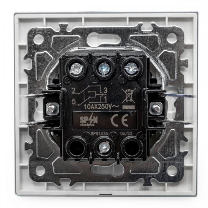 Întrerupător Cap Cruce Alb cu Ramă din Sticlă, 86×86 mm, 250V/10A, IP20 - imagine 5