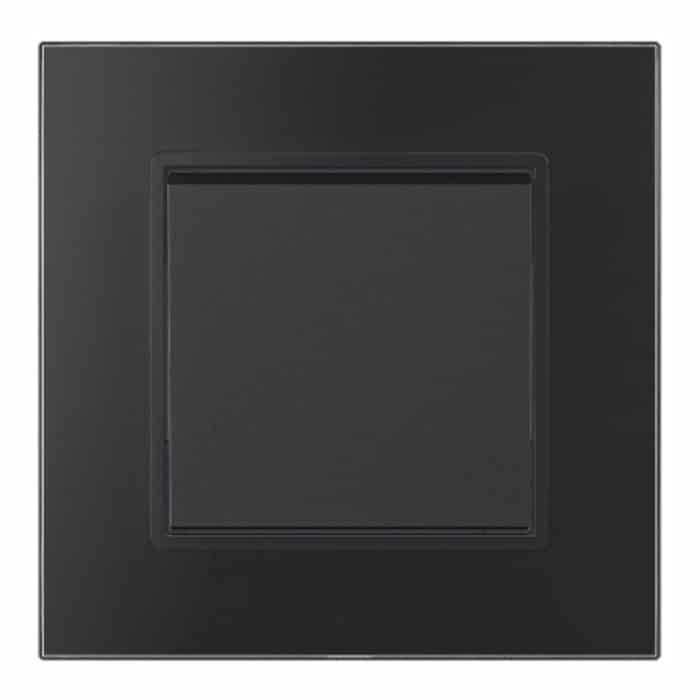 Întrerupător Cap Cruce Negru cu Ramă din Sticlă, 86×86 mm, 250V/10A, IP20 - imagine 3