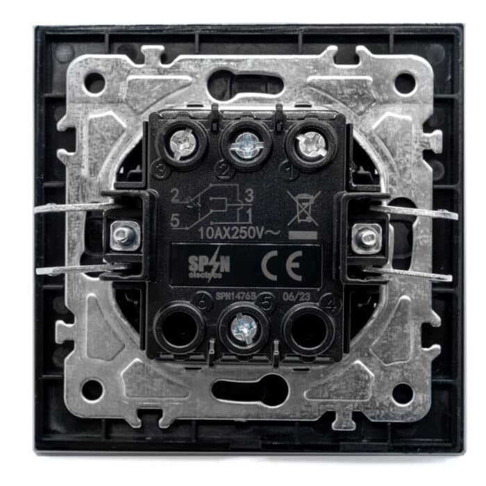 Întrerupător Cap Cruce Negru cu Ramă din Sticlă, 86×86 mm, 250V/10A, IP20 - imagine 4