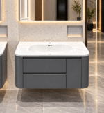 Set Mobilier Baie 80 cm cu Lavoar Ceramic și Dulap cu Oglindă LED, Gri Antracit Mat - imagine 5