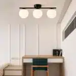 Lustră Bloom cu 3 Abajururi Albe, 3×E27, Negru, Metal și Sticlă - imagine 3