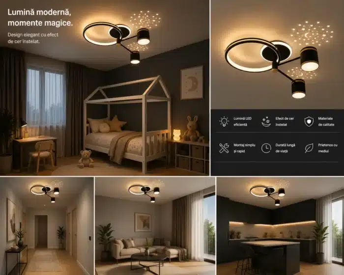 Lustra LED AURORA 50cm 80W cu Telecomanda si 3 Tipuri de Lumina - imagine 2