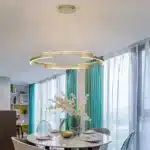 Lustră LED Cerc, 52W, Auriu, Ø60 cm, 3 Tipuri de Lumină, Dimabilă, Telecomandă, Înălțime Reglabilă - imagine 3