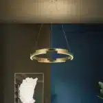 Lustră LED Cerc, 52W, Auriu, Ø60 cm, 3 Tipuri de Lumină, Dimabilă, Telecomandă, Înălțime Reglabilă - imagine 4