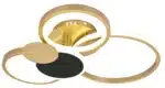 Lustră LED Cercuri 104W, Negru/Auriu, 3 Tipuri de Lumină, Dimabilă, Telecomandă - imagine 4