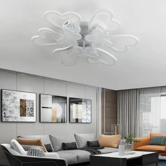 Lustra LED Fluturi, cu Telecomanda, 3 Tipuri de Lumina plus Lumina RGB, Intensitate Reglabila, 210W, Alb - imagine 5