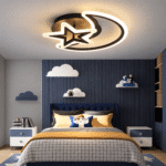 Lustra LED LUNARIA 78W Luna si Stea, Lumina Reglabila, Design Modern, Negru