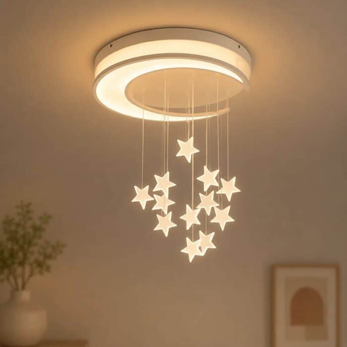Lustra LED Star Moon cu Telecomanda, 60W, Lumina Reglabila, 3 Tipuri de Lumina, Alb - imagine 2