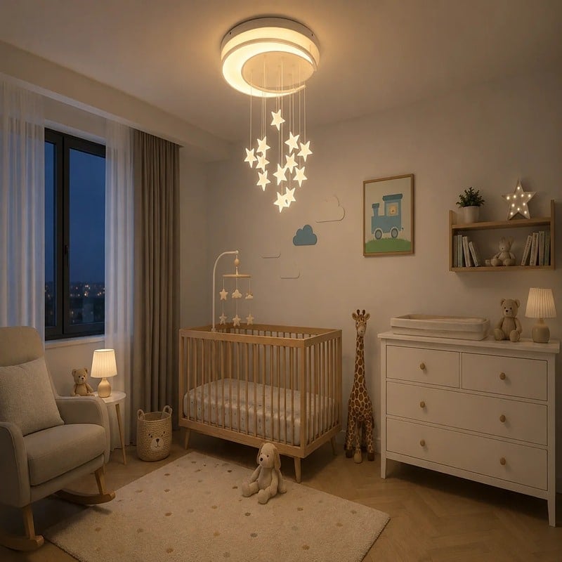 Lustra LED Star Moon cu Telecomanda, 60W, Lumina Reglabila, 3 Tipuri de Lumina, Alb (2) Lustra LED Star Moon cu Telecomanda, 60W, Lumina Reglabila, 3 Tipuri de Lumina, Alb - imagine 1