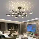 Lustră LED Stele Proiectate, 214W, Negru/Auriu, 3 Tipuri de Lumină, Dimabilă, Telecomandă - imagine 2