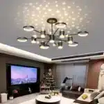 Lustră LED Stele Proiectate, 214W, Negru/Auriu, 3 Tipuri de Lumină, Dimabilă, Telecomandă - imagine 3