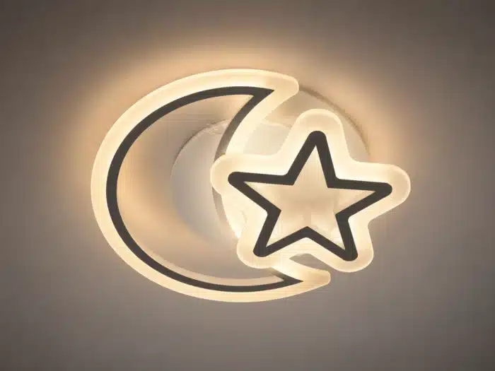 Lustra LED moderna Luna si Stea cu Telecomanda, 74W, Lumina Reglabila, Alb - imagine 3