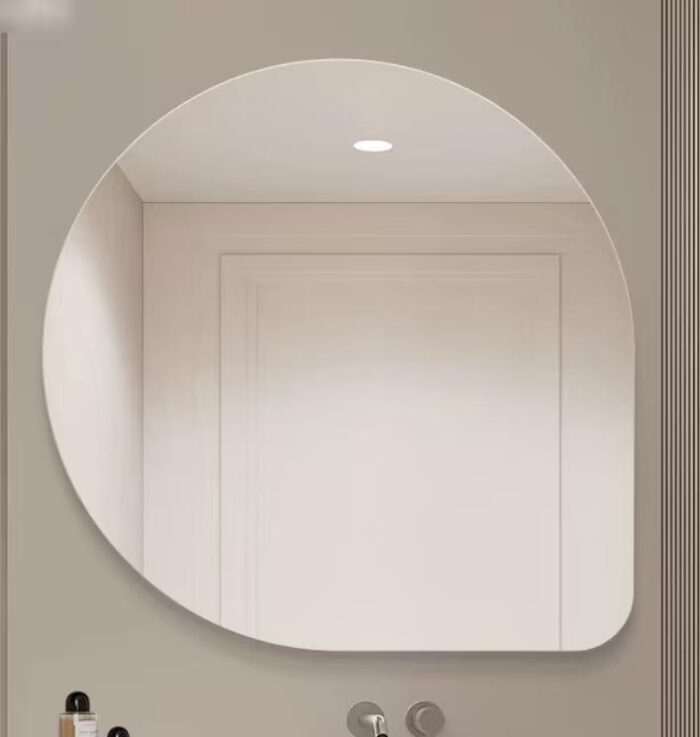 Oglindă LED Asimetrică 80×80 cm, Iluminare Spate, Dezaburire, 3 Tipuri de Lumină, Touch - imagine 9