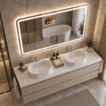 Oglindă LED Dreptunghiulară 110×80 cm, Iluminare Față + Spate, Dezaburire, 3 Tipuri de Lumină, Touch, Model Assi - imagine 2