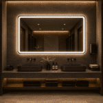 Oglindă LED Dreptunghiulară 120×80 cm, Iluminare Față + Spate, Dezaburire, 3 Tipuri de Lumină, Touch, Model Assi