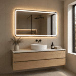 Oglindă LED Dreptunghiulară 130×80 cm, Iluminare Față + Spate, Dezaburire, 3 Tipuri de Lumină, Touch, Model Assi