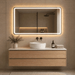 Oglindă LED Dreptunghiulară 150×80 cm, Iluminare Față + Spate, Dezaburire, 3 Tipuri de Lumină, Touch, Model Assi - imagine 5