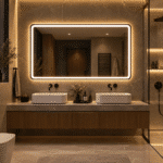 Oglindă LED Dreptunghiulară 150×80 cm, Iluminare Față + Spate, Dezaburire, 3 Tipuri de Lumină, Touch, Model Assi - imagine 4