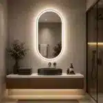 Oglindă LED Ovală 60×80 cm, Iluminare Față + Spate, Dezaburire, 3 Tipuri de Lumină, Touch, Model Bono - imagine 2