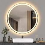 Oglindă LED Rotundă 80×80 cm, Iluminare Față + Spate, Dezaburire, 3 Tipuri de Lumină, Touch, Model Cosmo