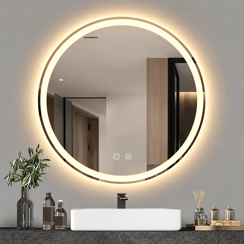 Oglindă LED Rotundă 80×80 cm, Iluminare Față + Spate, Dezaburire, 3 Tipuri de Lumină, Touch, Model Cosmo Oglindă LED Rotundă 80×80 cm, Iluminare Față + Spate, Dezaburire, 3 Tipuri de Lumină, Touch, Model Cosmo - imagine 1