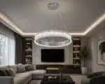 Pendul LED 108W, Argintiu, Ø50 cm, 3 Tipuri de Lumină, Dimabil, Telecomandă, Înălțime Reglabilă - imagine 3