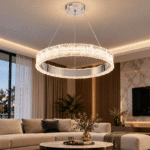 Pendul LED 108W, Argintiu, Ø50 cm, 3 Tipuri de Lumină, Dimabil, Telecomandă, Înălțime Reglabilă - imagine 2