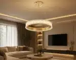 Pendul LED 108W, Auriu, Ø50 cm, 3 Tipuri de Lumină, Dimabil, Telecomandă, Înălțime Reglabilă - imagine 4
