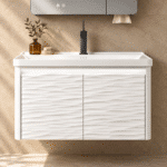 Set Mobilier Baie LED 80 cm cu Lavoar Ceramic și Dulap cu Oglindă LED, Alb - imagine 2