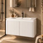 Set Mobilier Baie LED 80 cm cu Lavoar Ceramic și Dulap cu Oglindă LED, Alb - imagine 4