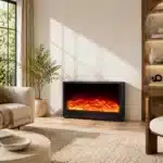Semineu electric decorativ cu LED, cu efect de flacara, 100cm - 16W, negru - imagine 6