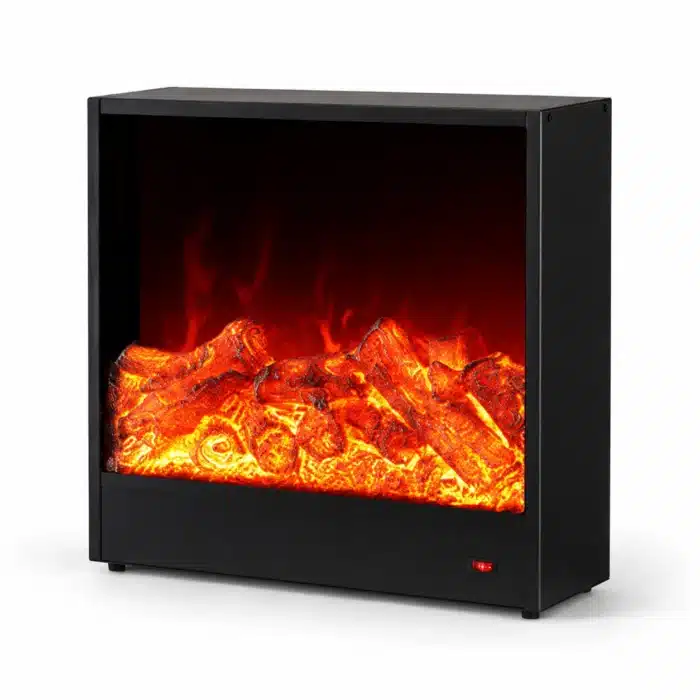 Semineu electric decorativ cu LED, cu efect de flacara, 55cm - 10W, negru - imagine 7