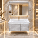 Set Mobilier Baie LED 80 cm cu Lavoar Ceramic și Dulap cu Oglindă LED, Alb