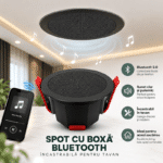Spot cu Boxă Bluetooth Încastrabilă pentru Tavan Y1BT, 15W, Bluetooth 6.0, Negru